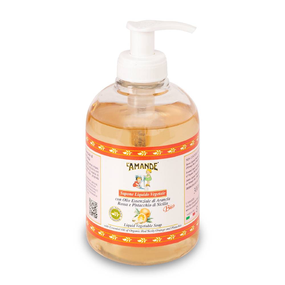 L'amande Sapone liquido profumato Arancia rossa e Pistacchio di Sicilia