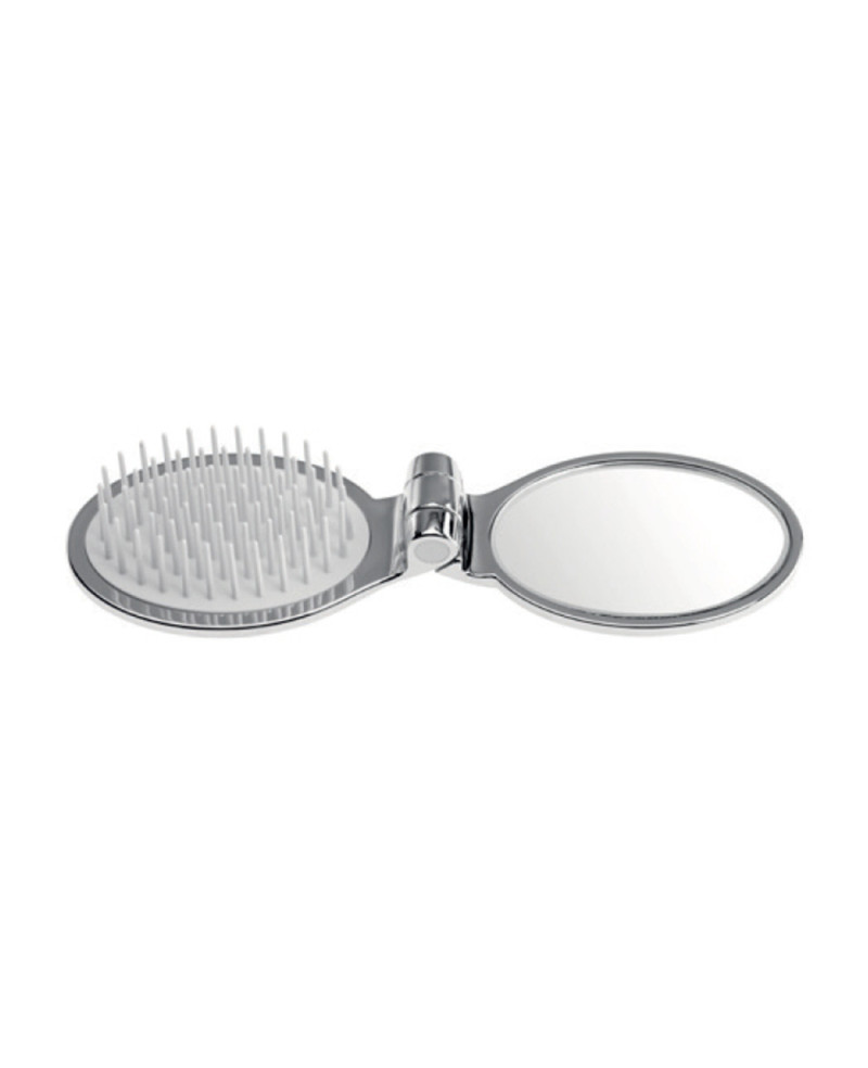 Janeke Spazzola pieghevole con specchio 70x50mm, colorazione argento - cod. CRSP03 Outlet