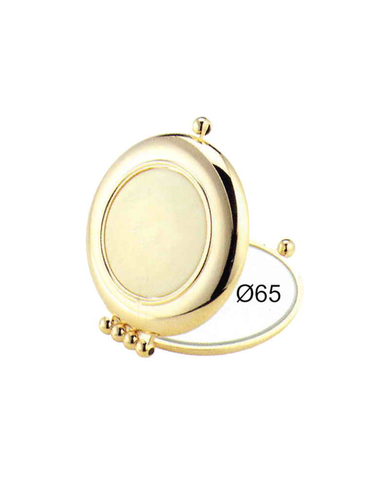 Janeke Specchio bifacciale da borsetta dorato con inserto imitazione corno ø 65 mm - Cod. AU484.3 CRN